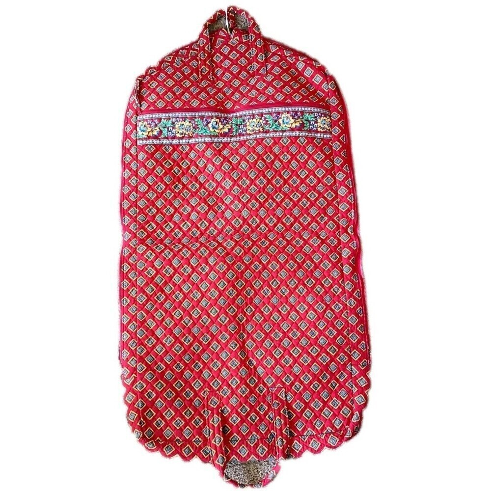 Vera Bradley Hanging Garment Bag Vintage Villa Red Diamonds Floral Pattern